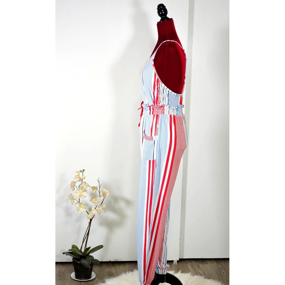 Echo Sleepwear Women's Striped Red & Blue Sleeveless Pajama Set Size Small 2279 - Picture 5 of 10